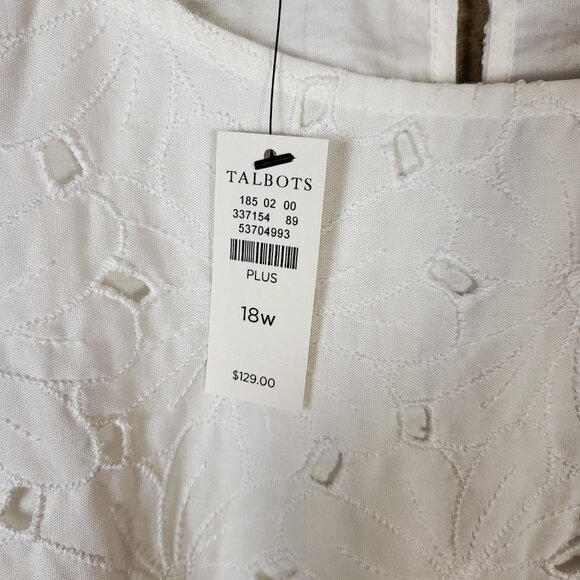 Talbots Plus Women's Eyelet Lace Top, Size 18W NWT White Summer Blouse - Picture 3 of 12
